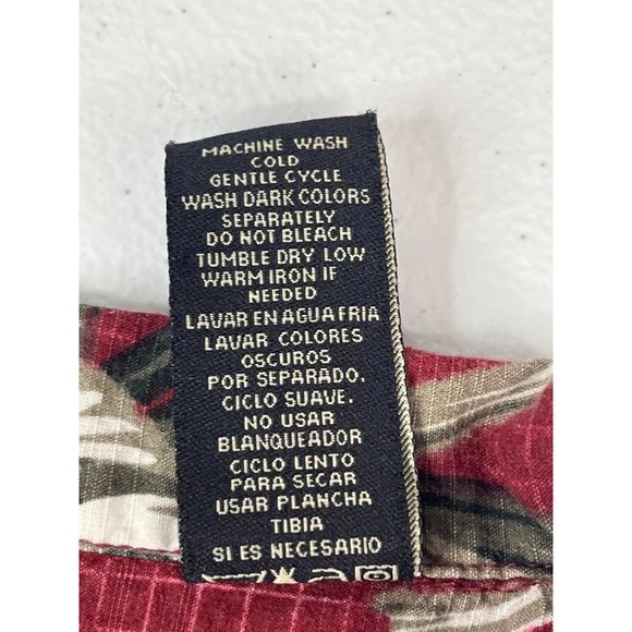 Cotton Traders Sport Men's Hawaiian Shirt L Red Green White Palm Trees Nature - Picture 4 of 4